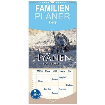 Familienplaner 2027 - Hyänen - groß und klein mit 5 Spalten (Wandkalender, 21 x 45 cm) CALVENDO