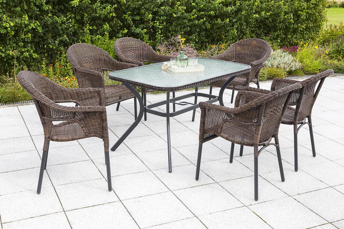 MERXXHANDELS Ravenna Set 7tlg 6 Sessel Tisch 150x85cm Alu/Kunststoff 16909529