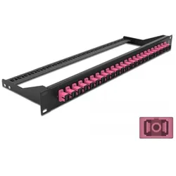 Delock 19? LWL Patchpanel 24 Port SC Simplex violett, Server Zubehör, Violett, Schwarz