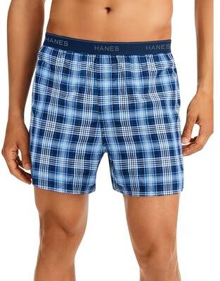 Hanes Men's Cool Comfort Woven Boxers 6-Pack (Size Small) Blue Multi/Plaid/Assorted, Cotton,Polyester