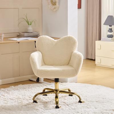 No Faux Rabbit Fur Swivel Lounge Vanity Accent Chair Office Chair