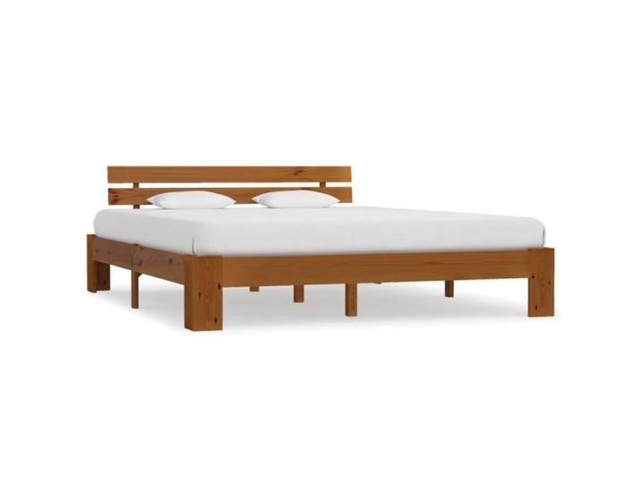 Cadre de Lit adulte Scandinave Marron miel Bois de pin massif 180x200 cm Design Stable & Chic - BEST MEUBLE2022