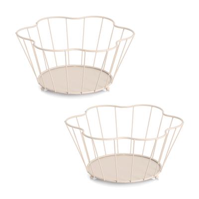 Obstschale ZELLER PRESENT "Obstkorb, Metall, 2tlg.", beige, B:30cm H:14cm T:30cm Ø:30cm, Schüsseln, Obstschale, ca. 30x27x14 cm