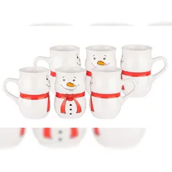 Van Well Glühweinbecher ,"Schneemann", Keramik , Weiß 25 cl, 0,2 /-/ geeicht, 6 Stück