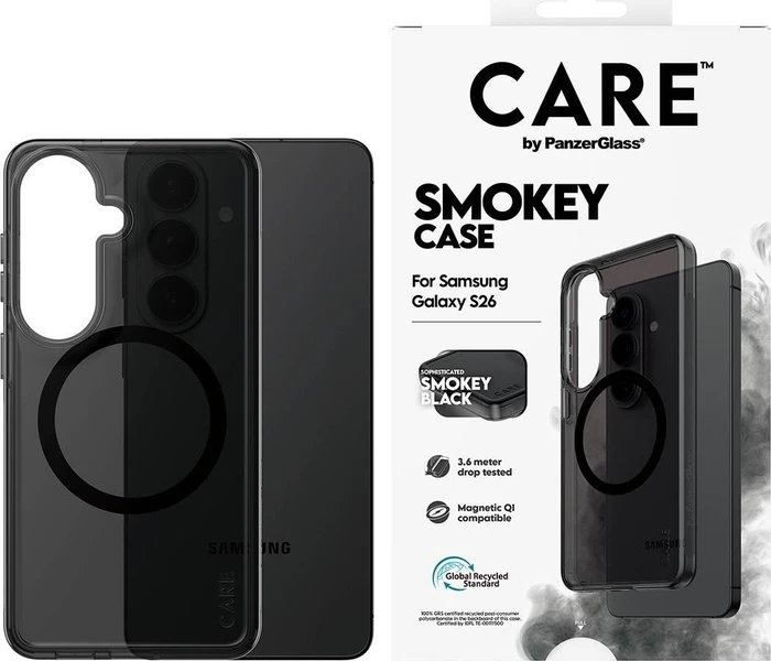 PanzerGlass CARE Hülle Samsung Galaxy S26 Smokey Rauchfarben / schwarz Qi