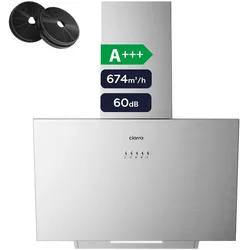 CIARRA Kopffreihaube A+++ 674m3/h Dunstabzugshaube 60 cm Kopffreie Schräghaube LED VMS6762A