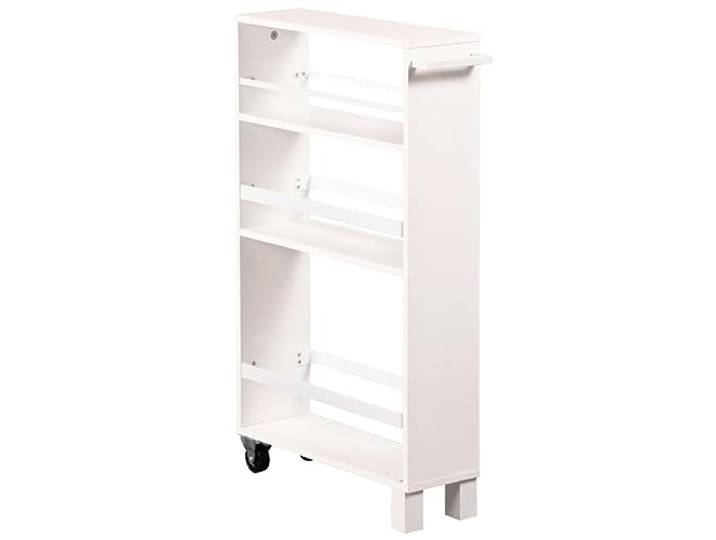 Kesper Nischenregal mit Rollen, 3 Ablagen, 50 x 15 x 79 cm, Weiß 2485413