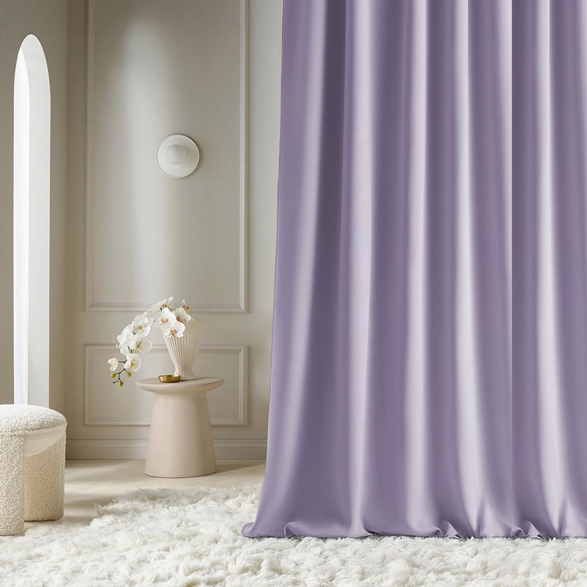 SnelShoppen Aura Verduisterend Gordijn met Zilveren Ringen - Lila - B: 140 cm, H: 260 cm