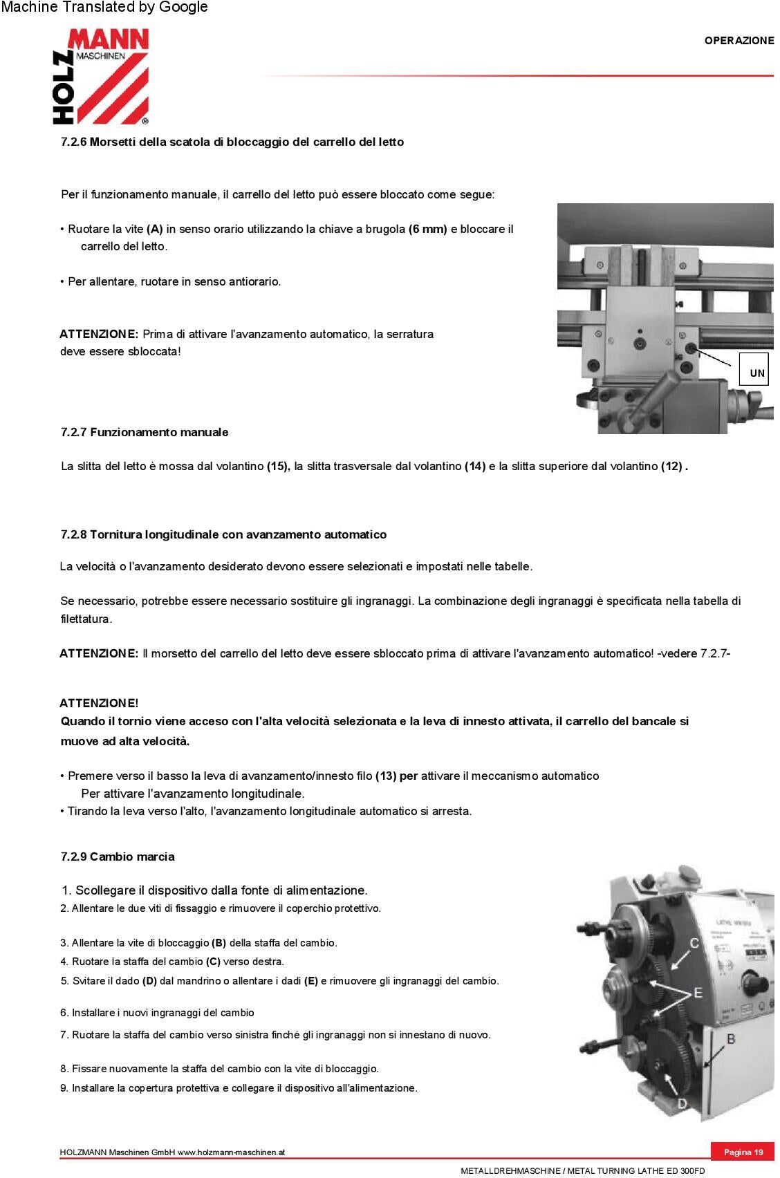 Holzmann ed300fd Tornio parallelo ferro metallo velocita' variabile avanzamenti 220v , 630w