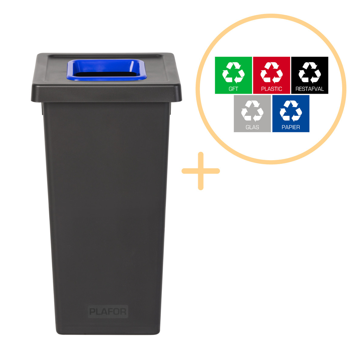 Northix Plafor Fit Prullenbak 75l Recycling Blauw