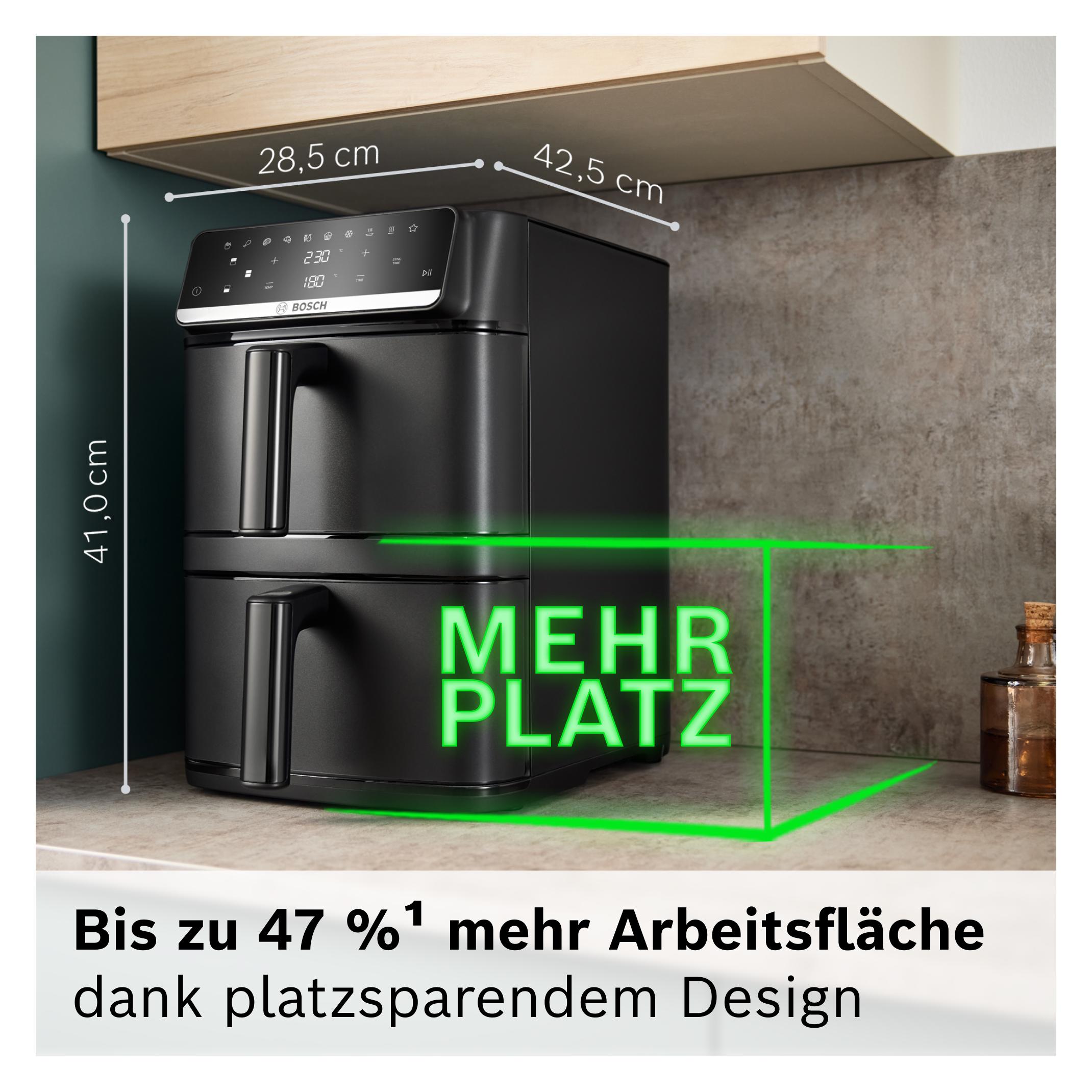 Bosch Hausgeräte Bosch MAFD661B7 Double Stack Heissluft-Fritteuse 12L mit Infrarot Technologie (12 l) (MAFD661B7)
