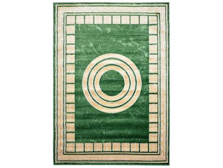 TAPISO Tapis Salon Poil Court TURMALIN Vert Doré Design Cercles Polyester Intérieur 140x200 cm