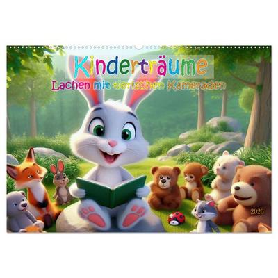 Kinderträume - Lachen mit tierischen Kameraden (Wandkalender 2026 DIN A2 quer), CALVENDO Monatskalender