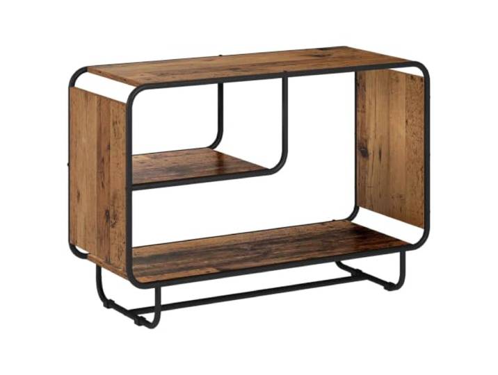 Foknhdi Sideboard Altholz-Optik 93,5x37,5x64,5 cm Anrichte Offenes 3-stufiges Standregal für Küche und Esszimmer mit stabilem Stahlgestell sowie pflegeleichten Ablagen.