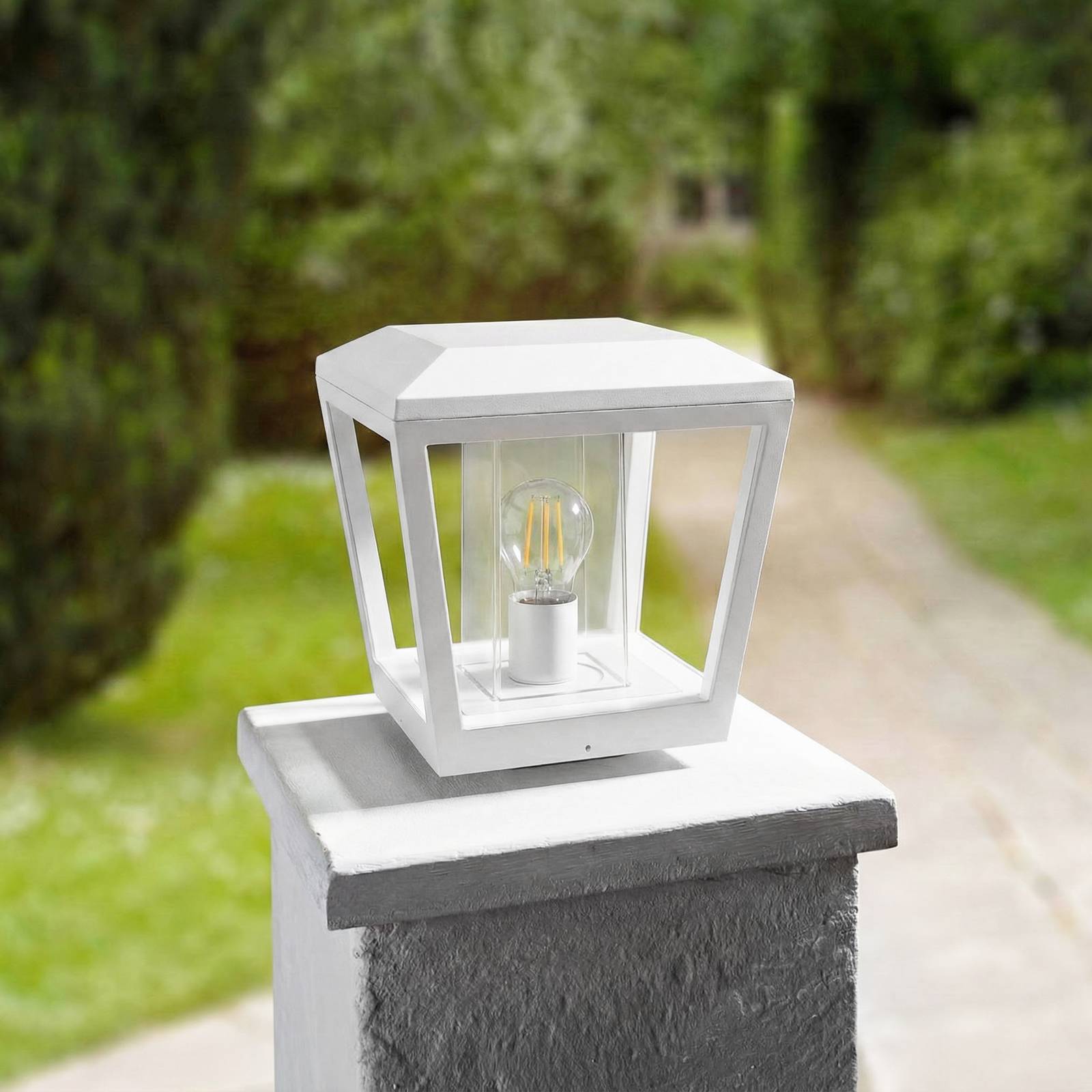 Sockelleuchte aussen Dunia Lucande, dimmbar, weiß / opal, Aluminium, Modern, Außenleuchte