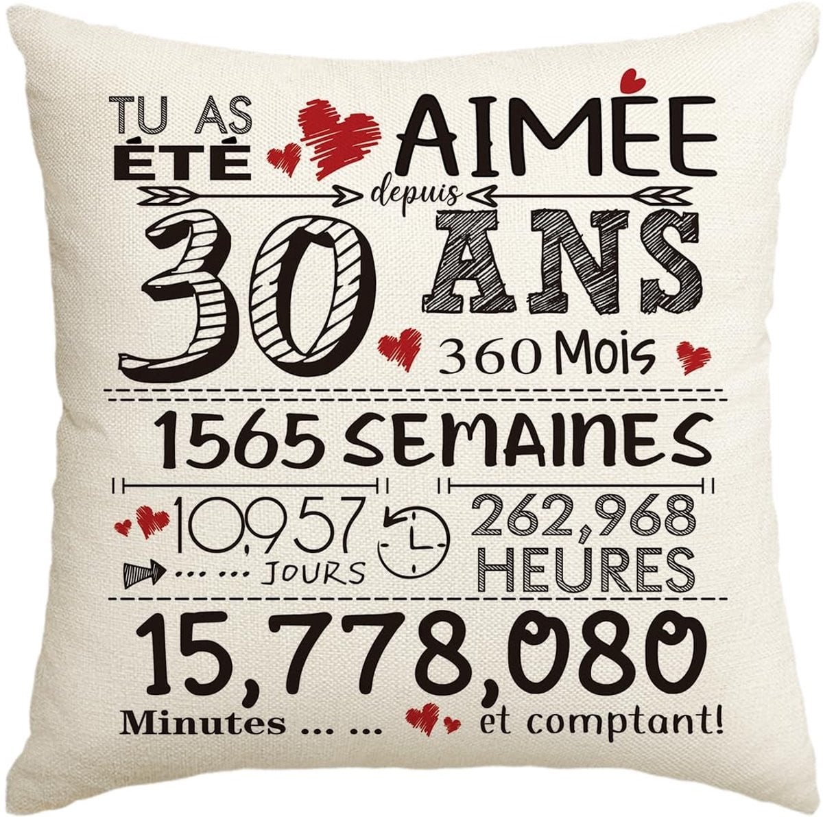 Dailygoods Dailygoody Verjaardagscadeau Kussensloop 30 jaar - 45 x 45 cm
