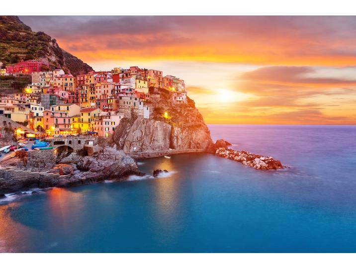 Fototapete PAPERMOON Manarola, Cinque Terre Coast , bunt, B:5m L:2,8m, Vlies, Tapeten, Fototapete