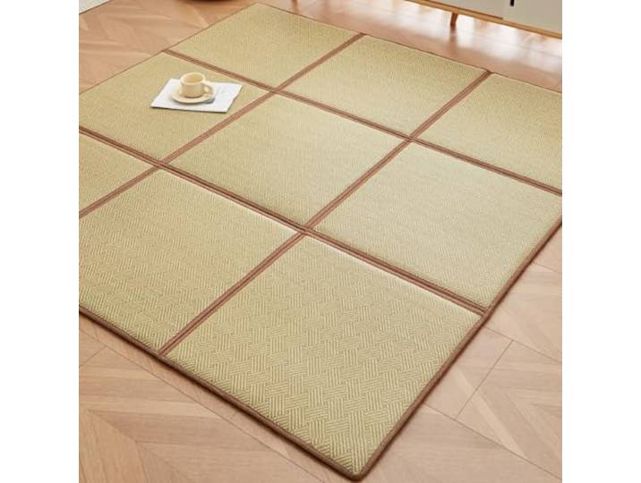 Stoolzfaid Japanische Bodenmatte Rattans,Faltbare Japanische Tatami-Matte,Rattans Tatami-Bodenmatte Faltbar,Einfach Zu Bedienen,Geeignet FüR Wohn-Und Schlafzimmer