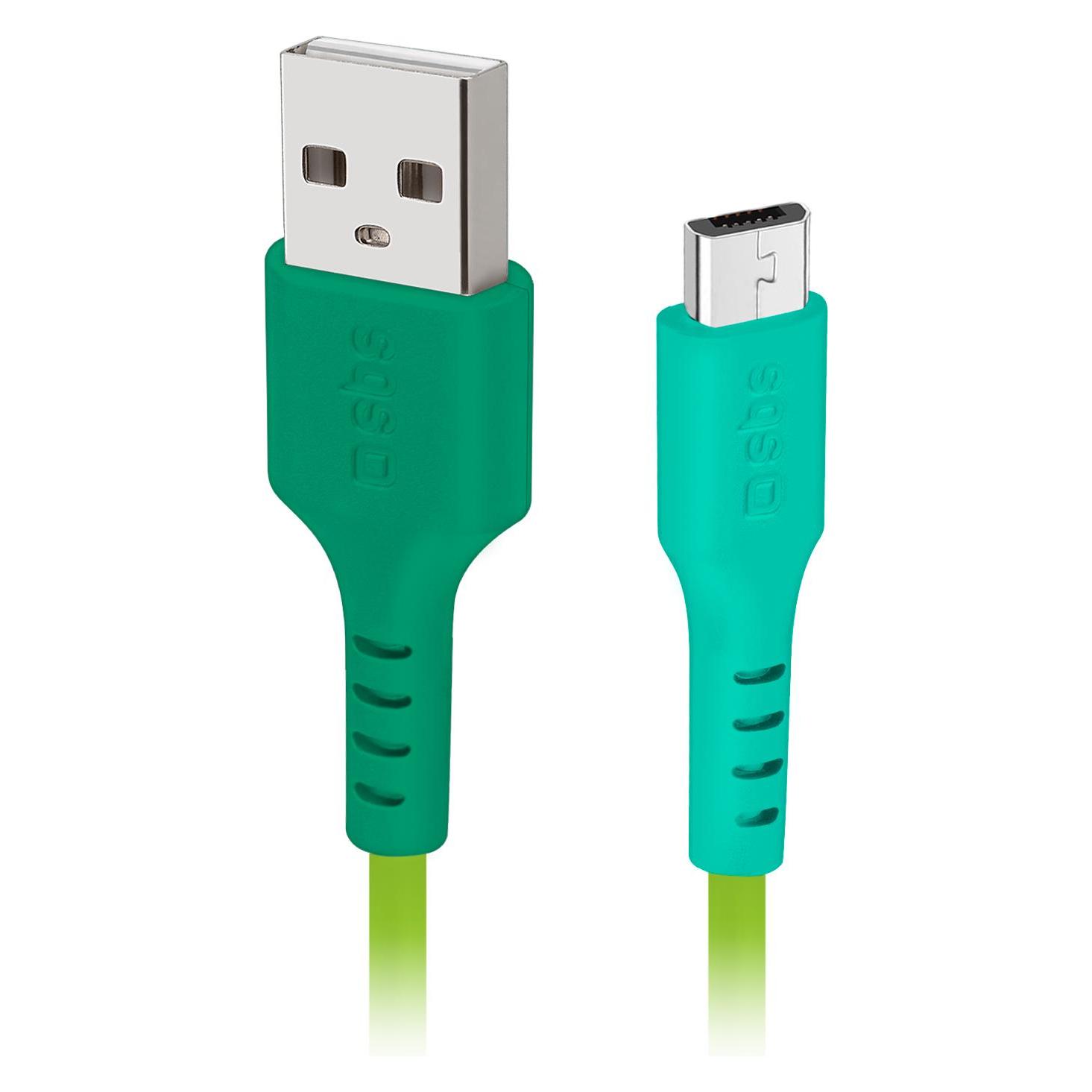SBS Pop Line USB Datenkabel mit Micro USB-Anschluss 1 m grün (1 m, USB 2.0) (TEPOPCABLEMICG)