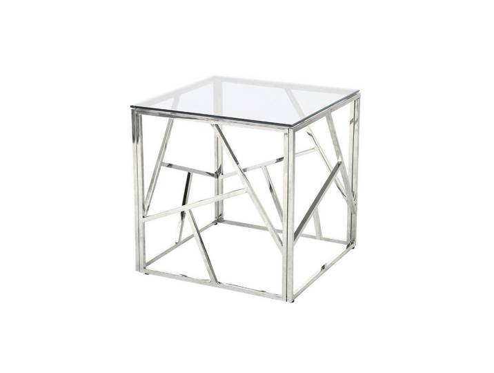 Livetastic Beistelltisch, Klar, Silber, Metall, Glas, quadratisch, eckig, 55x55x55 cm, rostfrei, Wohnzimmer, Wohnzimmertische, Beistelltische, Beistelltische Metall