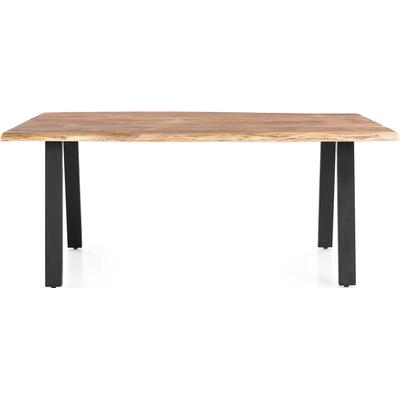 Esstisch SALESFEVER "Designer-Tisch für stilvolle Mahlzeiten", schwarz (natur, schwarz, schwarz, natur), B:240cm H:76,5cm T:110cm, Akazienholz, Metall, Tische, Esstisch, Zweifach gewachstes, geöltes Massivholz
