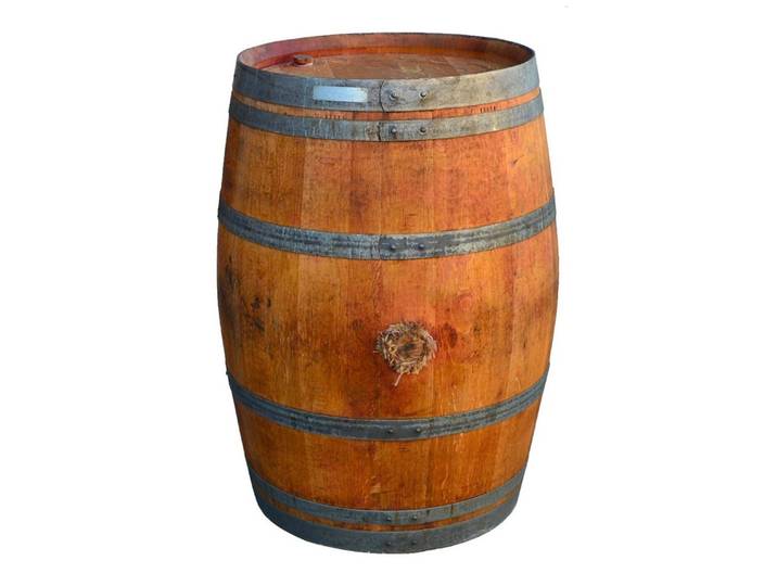 Temesso Stehtisch 225L Weinfass GEÖLT als Stehtisch - 100% Leinöl