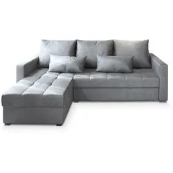 ECKSOFA KOS PIK M Hellgrau Velours-Stoff mit Schlaffunktion
