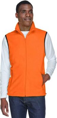 Harriton M985 Fleece Full-Zip Vest in Safety Orange size Medium
