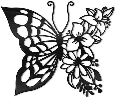 Useful Little Things Elegant Butterfly Metal Wall Art Decor black