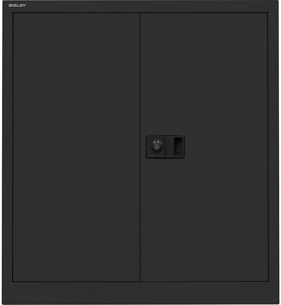 UNIVERSAL Flügeltürenschrank, HxBxT 1000 x 914 x 400 mm, 1 Fachboden, 2 Ordnerhöhen, schwarz BISLEY