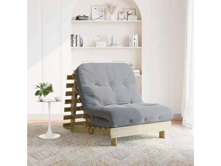 KGTKGTYER Futon Schlafsofa mit Matratze, Kiefernholz Klappbar Braun Verstellbare Rückenlehne, Platzsparend klappbar, Für Wohn- & Gästezimmer