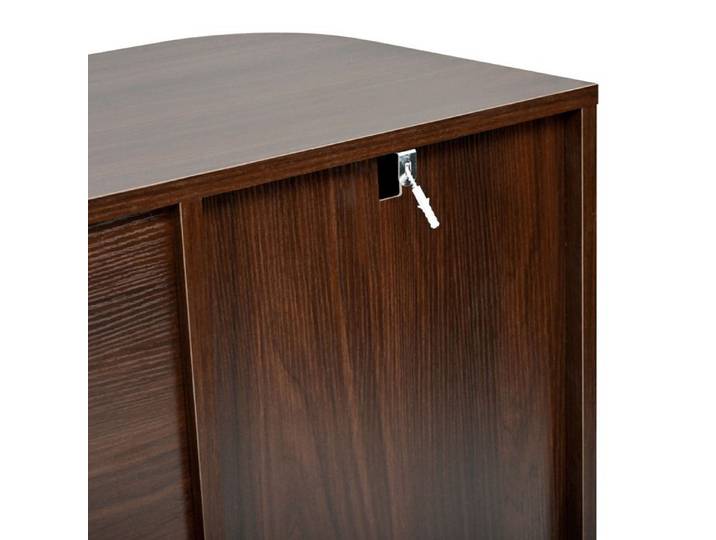 MEUBLIV Buffet bas 120 cm en MDF 2 portes 3 tiroirs couleur noyer bords arrondis