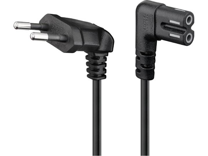 Goobay Aansluitkabel met eurostekker voor Sonos-luidsprekers\, 90°\, 3 meter\, zwart\, eurostekker (type C\, CEE 7/16) 90° naar apparaatbus C7 90°