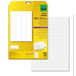 Sigel LA315 abgerundete Adress-Etiketten, 45,7 x 21,2 mm, weiß, 1200 Etiketten