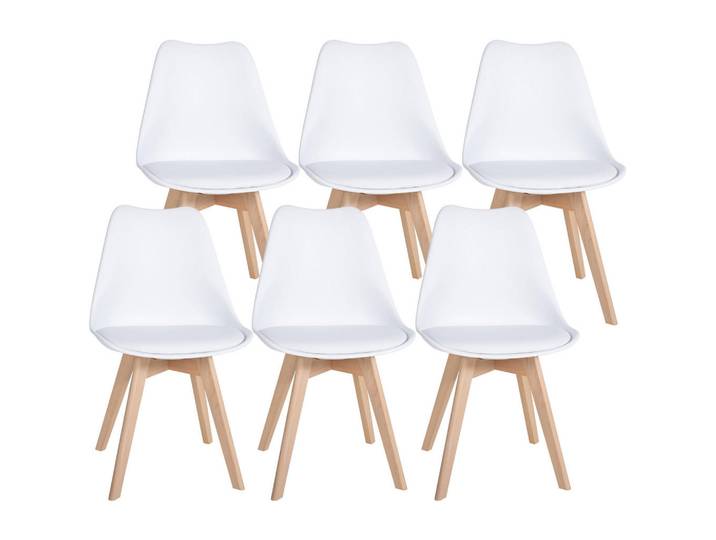 CLP Stuhl 6er Set Kunststoff Weiß, Holz, 49x83x50 cm, Esszimmer, Stuhl