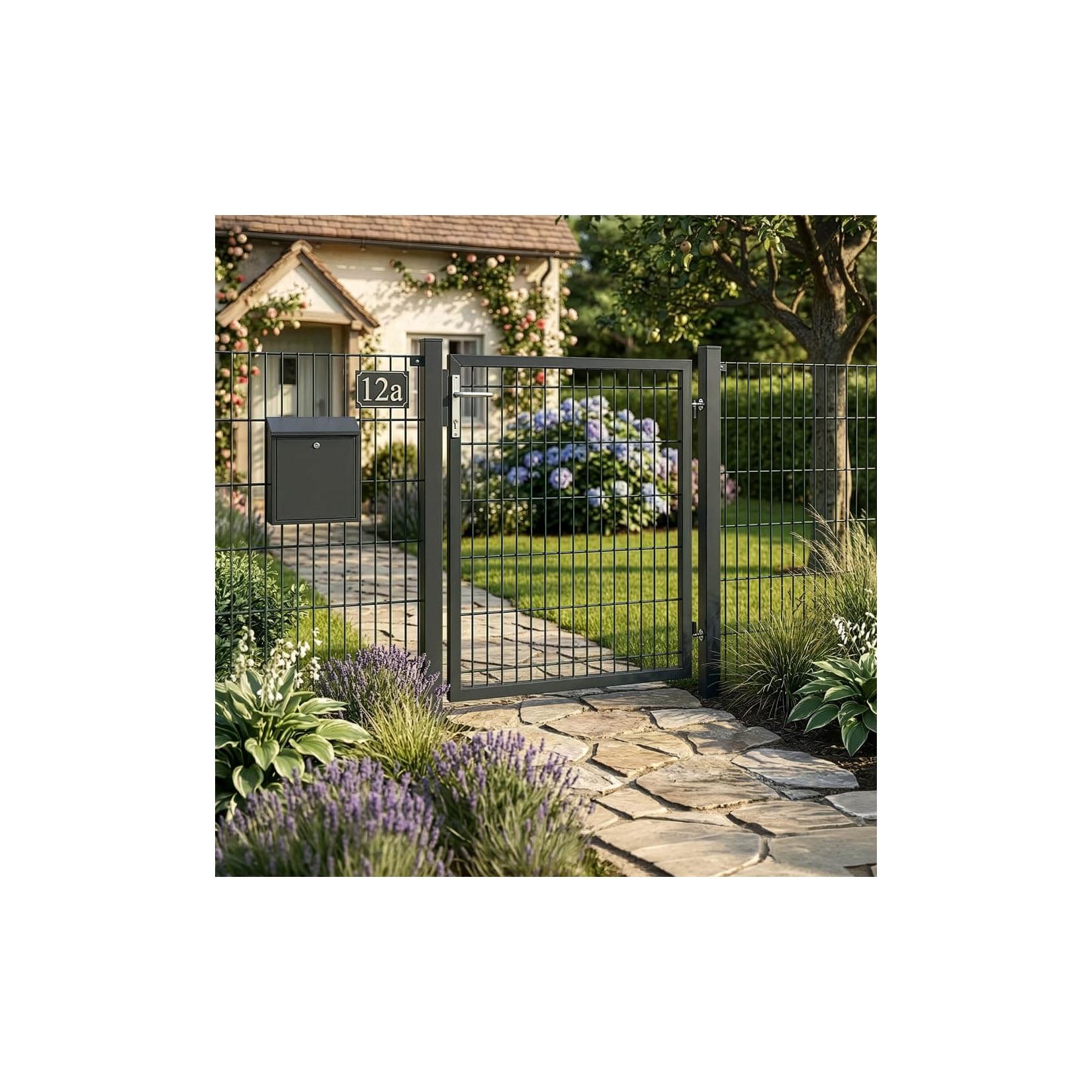 HOME DELUXE Gartentor für Doppelstabmattenzaun PORTARIUS - 100 cm Anthrazit