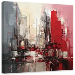 LEINWANDBILD Stadt Abstraktion Rot Architektur 50x50cm