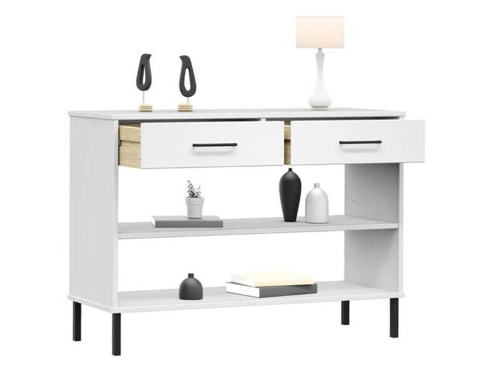 Table d'appoint Table de Salon - Armoire console avec pieds en métal Blanc Bois pin massif OSLO - design élégant(73900)