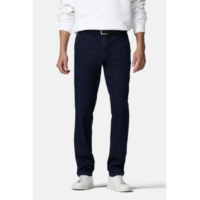 Chinos MEYER "Bonn", Herren, Gr. 27, Normalgrößen, blau (dunkelblau), 63% Baumwolle, 34% Polyester, 3% Elasthan, unifarben, regular fit knöchellang, Hosen, aus Bio-Baumwolle
