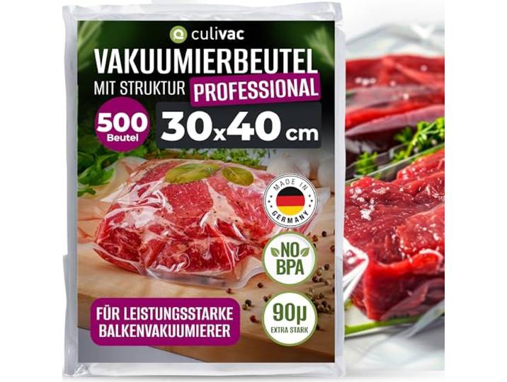 culivac Vakuumierbeutel Professional – 500x 30 x 40 cm, 90µm reißfest Vakuumbeutel für anspruchsvolle Anwender, Sous-Vide, BPA-frei, dicht, 6× längere Frische, Made in Germany