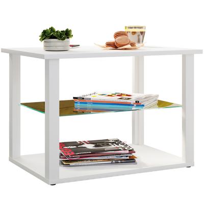 Couchtisch VCM "Holz Sofatisch Couchtisch Glas Tisch Wanilo M", weiß, B:65cm T:45cm, Tische, Couchtisch