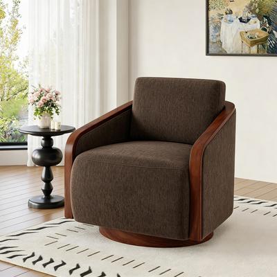 Lumibee Modern Upholstered Swivel Accent Chair Wood Frame Barrel Chair