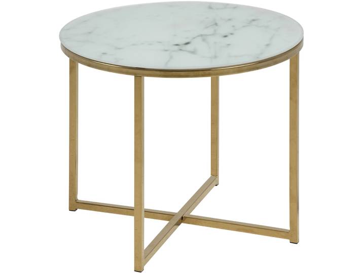 Beistelltisch Alisma weiss Glas B 50 H 42 cm
