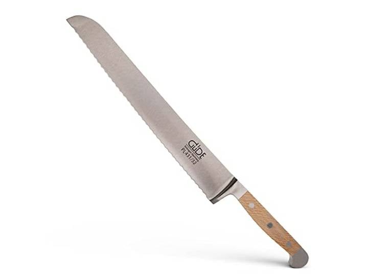 GÜDE Solingen - Brotmesser geschmiedet, 32 cm, Platanenholz, ALPHA PLATANE, Doppelkropf, Handmade Germany