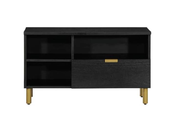 KTHLBRH TV-Schrank Schwarz 80 x 33 x 46 cm Holz mehrschichtig Metallgriffe, großer Stauraum, leicht zu reinigen, Industrie-Stil