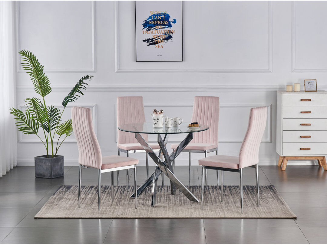 Ivy Bronx 4 - Person Dining Set Pink