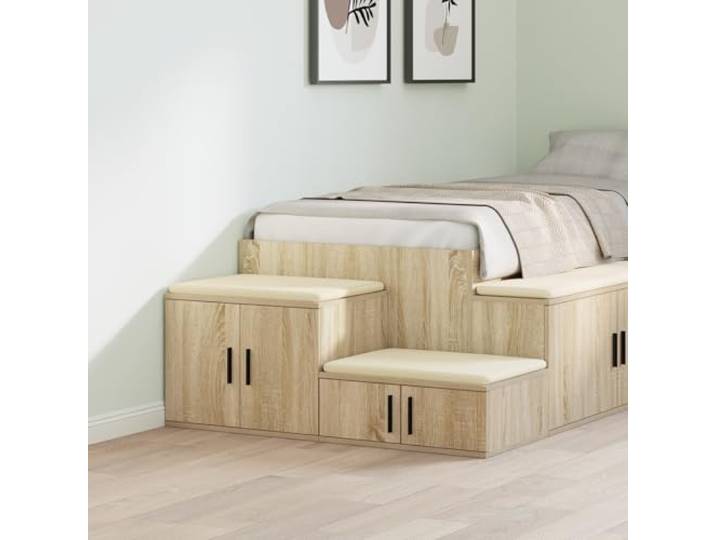 HEFZGDB Stauraum-Schrank aus Sonoma-Eiche 118x41x40 cm aus Holzwerkstoff mit Zwei Türen, robuster Nachttisch für Schlafzimmer, modernes Design, praktische Aufbewahrung, langlebiges