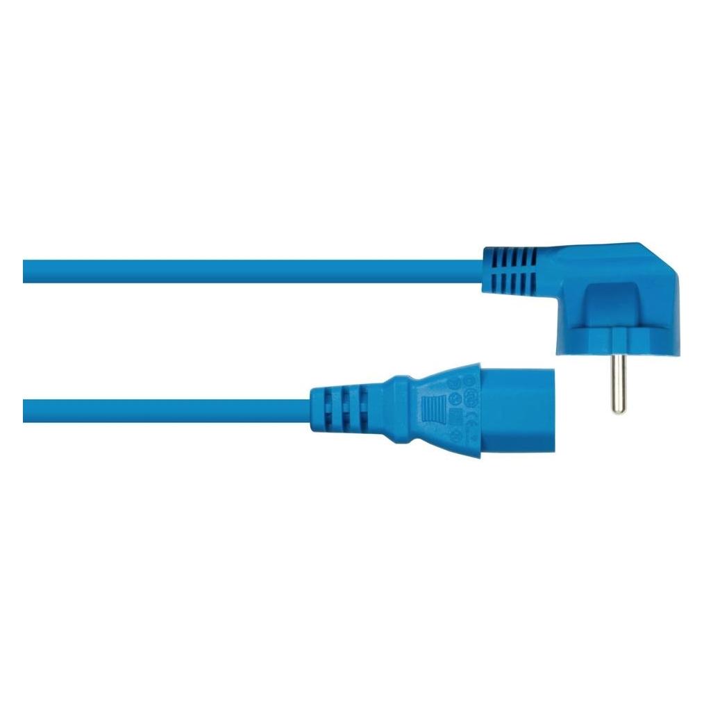 Kabelmeister Netzkabel Schutzkontakt-Stecker Typ E+F (90° gew.) an Kaltgeräte-Buchse C13, blau, 1,0 (5 m) (SK0130-B050)