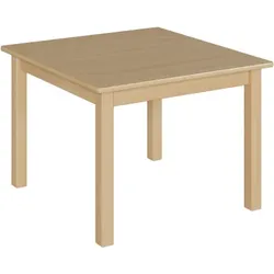 Quadrattisch mit Massivholzgestell und Schichtstoffplatte