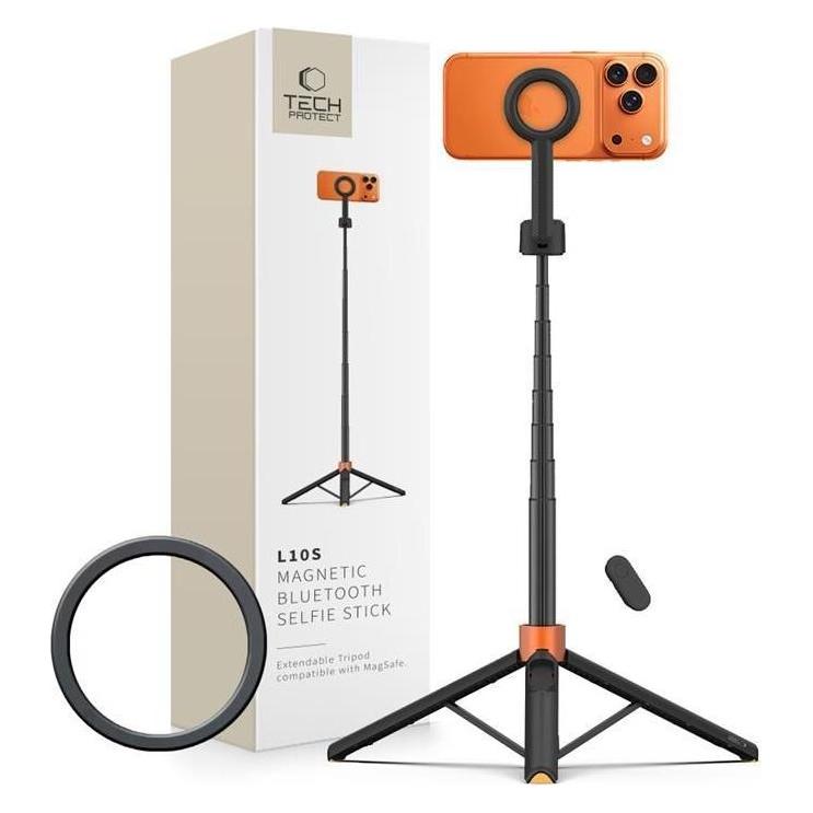 4Kom Tech-Protect L10s Magsafe Bluetooth Selfie-Stick Stativ Schwarz/Orange (5906302352807)